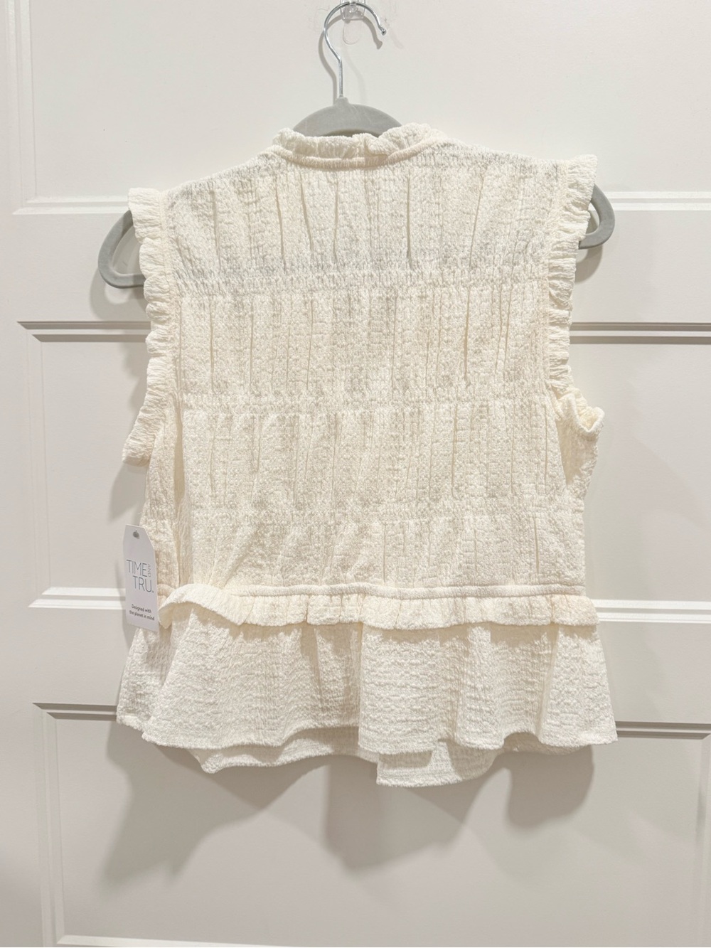 Time and Tru Cream Ruffle Tie-Front Peplum Camisole - Picture 7 of 7